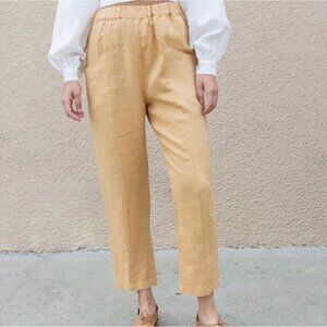 NWT MATE the Label Women's Willow 100% Linen Pants in Peach - S